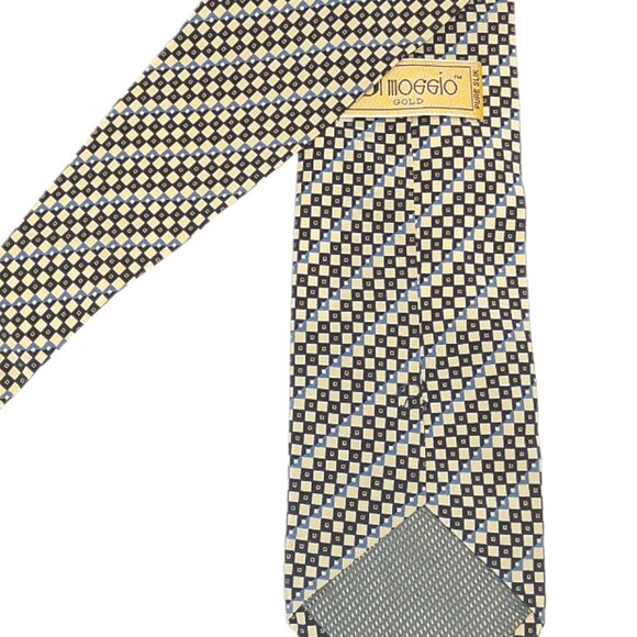 Di Moggio Silk Tie Men’s 59” Beige Black Blue Geometric Designer Wide Tie New - Picture 4 of 4